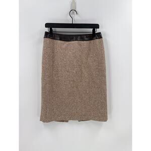 Lafayette 148 Cream/Tan Wool Blend Pencil Skirt Size 10